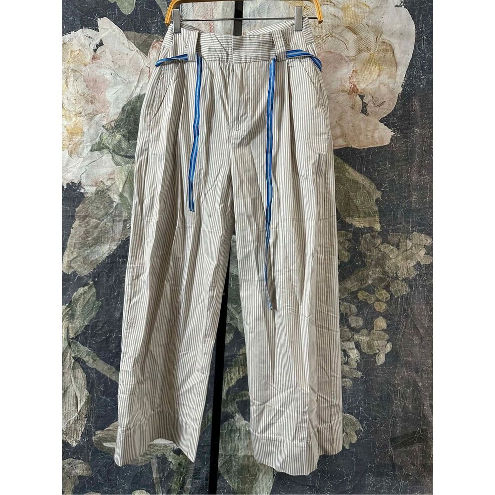 Free People Buckle Back Stripe Trousers Size 2